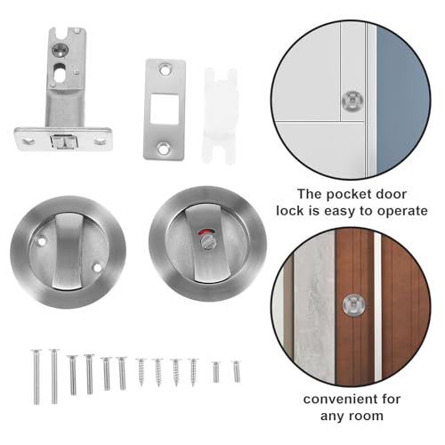 Cerradura para puerta corredera Luxshiny con material de aleación de zinc y fácil instalación, herraje plateado para privacidad en dormitorio miniatura 7