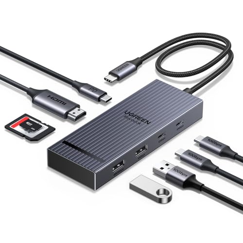 UGREEN USB C Hub Revodok Pro 108 Multiport Adapter (8 in 1) with 4K@60Hz HDMI 10Gbps Type C&A Data Ports 170MB/s SD TF Card Reader 100W PD Charging for PC Laptop MacBook iMac iPad iPhone 17/16