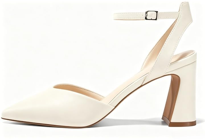 Image of Juliet Holy Womens Closed Toe Heels Chunky Block Heel Ankle Strap Pumps Slingback Heeled Sandals