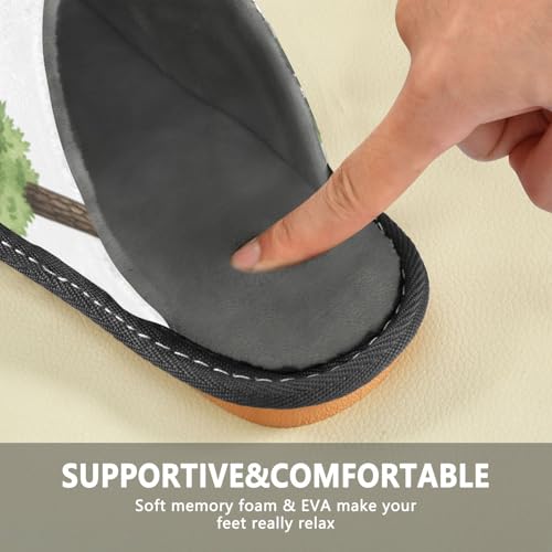 Slippers for Women Tree Pattern with Green Leaves Soft Fuzzy Women's Slippers Indoor and Outdoor Shoes4