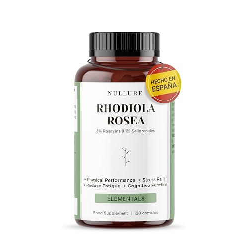 Nullure Rhodiola Rosea | 3% Rosavine y 1% Salidroside – 200mg | Estrés · Estado de Ánimo · Energía · Cansancio | Vegano + Sin aditivos | Rodiola Rosea | 120 cápsulas (4 meses)