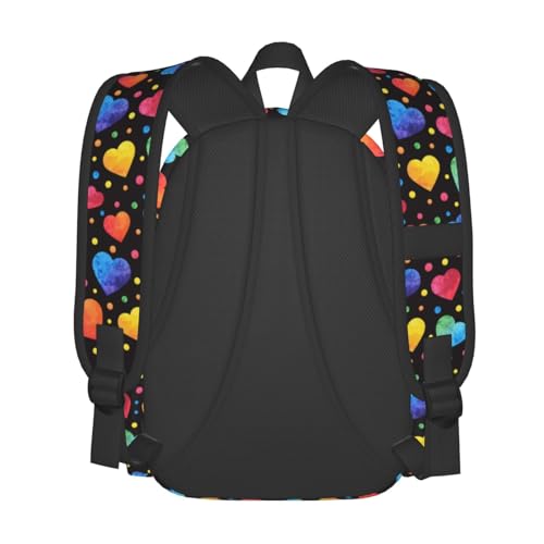 Watercolor Hearts Casual Daypack Laptop Bag School Bookbag Travel Backpack For Kids Teen Boy Girl4
