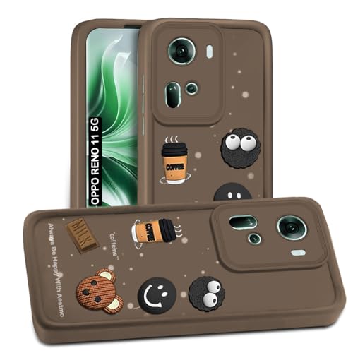 Image of AESTMO Back Case Cover for Oppo Reno 11 5G Cover | Cute Fun Cartoon 3D Ball | Coffee Silicone Case | Full Body Protection | Camera Protection Back Cover for Oppo Reno 11 5G (Brown)