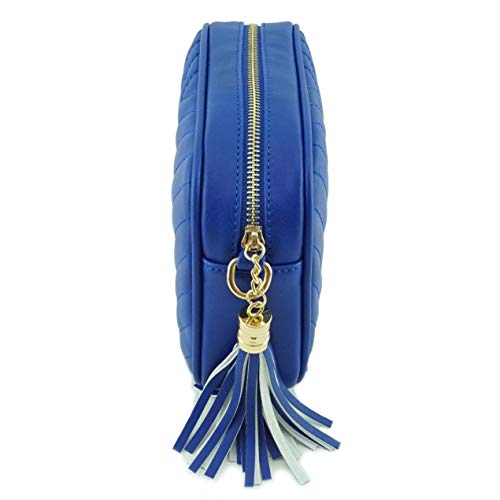 Image of Simple Shoulder Crossbody Bag With Metal Chain Strap And Tassel Top Zipper