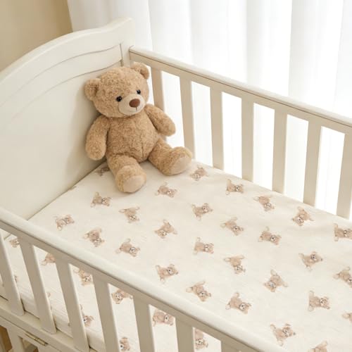image for Knirose Organic Cotton Muslin Baby Crib Bedding Set 3 Piece Soft for I