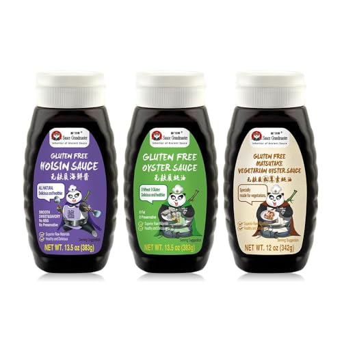 Image of SGM's Gluten Free Sauce 3 Pack - 1 Oyster, 1 Matsutake, 1 Hoisin - Gluten Free Sauce for Wings, Chicken, Beef, Pork, Seafood, Noodles, and More. Non GMO, No Preservatives, Vegan, BPA free