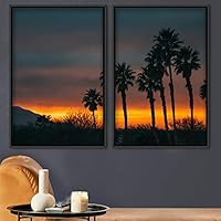 2 Piece Framed Canvas Wall Art Palm Tree Canvas Prints Home Artwork Decoration for Living Room,Bedroom - 16