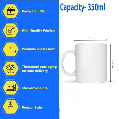 Image of Friends Forever Printed Ceramic Coffee Mug | 330 ml White Tea & Coffee Cup | Friendship Mug for Birthday Gift & Special Occasions | Microwave and Dishwasher Safe
