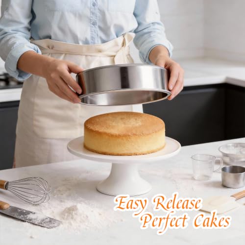 tifanso 3PCS 8" Round Stainless Steel Even Heating Cake Pans for Baking - Image 4