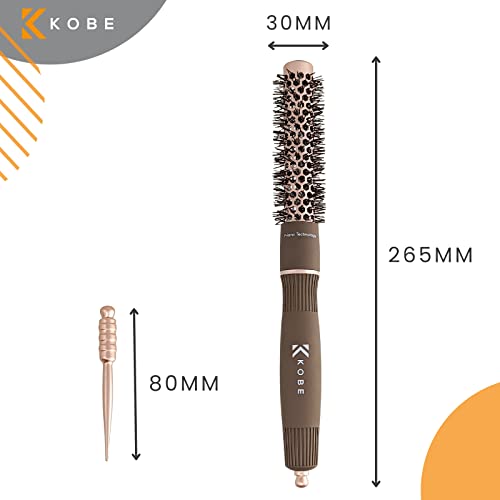 Kobe Professional Heat-Retaining Ceramic & Ionic Round Hair Brush for Blow Drying, With Nanotechnology, 19mm Barrel Brush - Image 4