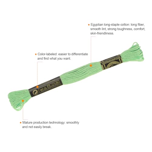 Image of HARFINGTON 12 Skeins Embroidery Floss 8.75yds(8m) Egyptian Long-Staple Cotton Cross Stitch Thread for Sewing DIY Bracelet Yarn String and Crafts, Pastel Green(6013)