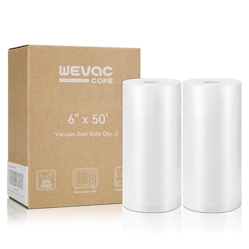 Wevac Vacuum Sealer Bags 6x50 Rolls 2 pack for Food Saver, Seal a Meal, Weston. Commercial Grade, BPA Free, Heavy Duty, Great for vac storage, Meal Prep or Sous Vide by Wevac - Used condition - US$15.65