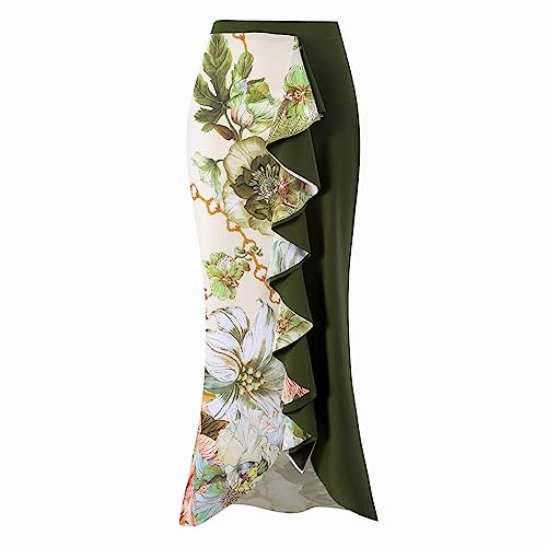 Maillot de bain à volants avec jupe verte en chiffon XL pour sculpter la silhouette