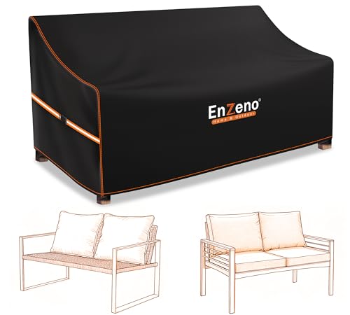 Enzeno Palettenbank Abdeckhaube für Sofas Abdeckhaube Gartenbank & Loungesofa Abdeckplane, Rattan Sofa Abdeckung Palettenmöbel & Gartenbank Abdeckung wasserdicht 420D Oxford Gewebe 208x99x89/61cm