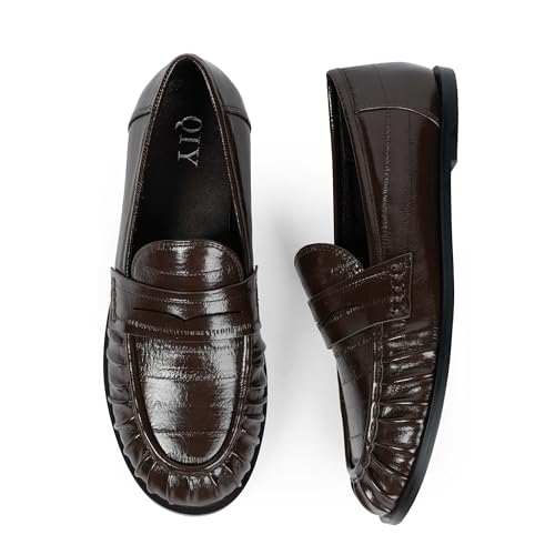 Image of QIY Penny Loafers for Women 2026 Comfortable Flats Shoes | Womens Loafers, Slip-On Walking Flats with Cushioned Insole, Dressy Moccasins Ideal for Work, Driving & Casual Outings