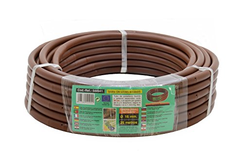 S&M 544941 - Manguera de riego Flexible con goteros Integrados 16 mm 0,50 m x 25 m, Color marrón