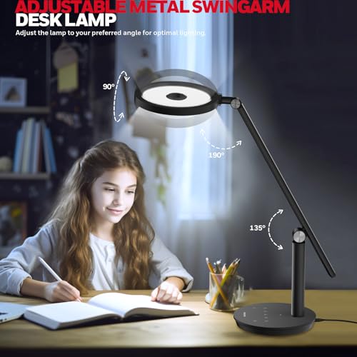 Image of Honeywell H6 Desk Lamp for Home Office, Dimmable Reading Table Light, Black