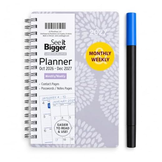 PlanAhead See IT Bigger Small, Pocket Size April 2023 - June 2024 Monthly/Weekly Planner Approx. 4" x 6" and Twin Fluorescent Pen