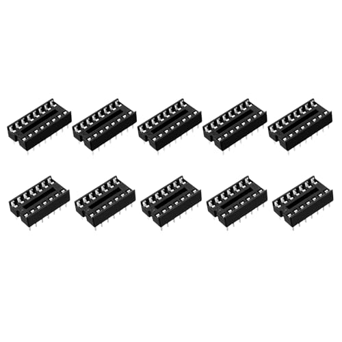 Conector DIP IC paso 2.54 mm MECCANIXITY zócalo de doble fila 14 16 pines planos para PCB