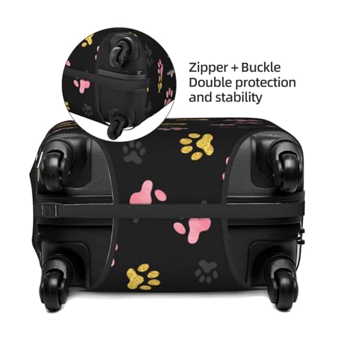 Dog paw print in pink black golden Luggage Cover Elastic Suitcase Covers for Protector Suitcase Sleeve for Luggage 18-32 In4