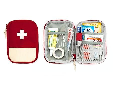 Image of TRADY First Aid Travel Pouch - Portable Emergency Medical Kit Bag Organizer with Zipper, Compact & Lightweight Storage for Medicines, Bandages & Supplies - Ideal for Home, Car, Office & Outdoor Use