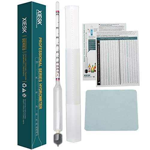 XIESK Alcoomètre Pèse-Alcool Densimètre 0-100 Vol% pour Alcool distillé et spiritueux Alcool et spiritueux Mode d’Emploi en français(sans thermomètre et Cylindre en Plastique)