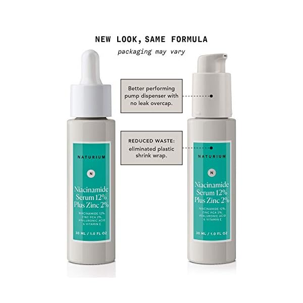 Naturium Niacinamide Face Serum 12% Plus Zinc 2%, Skin Complexion Treatment & Pore Minimizer, with Hyaluronic Acid & Vitamin E, 1 oz