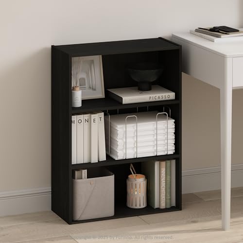 Furinno Simple Book Shelf, 3-Tier Bookshelf, Storage Shelves Bookcase, 9.7 x 23.7 x 31.5, for Living Room, Bedroom, Home Office, Espresso by Furinno - Used condition - Image 2