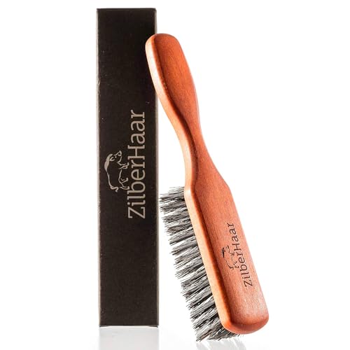 ZilberHaar - Brosse à Barbe - 100% Poils Véritable de Sanglier Doux de 2e Coupe - Soin du Visage...