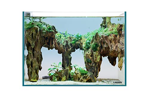 Image of LANDEN 36N 5 Gallon Rimless Low Iron Aquarium Tank, 14.2 inch W x 8.7 inch D x 10.2 inch H (36cm x 22cm x 26cm) 5mm Thickness with Black Nano Foam Leveling mat Included