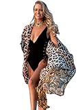 GRACIN Womens Plus Size Kimono Cover Up Chiffon Beach Swimsuit Bikini Coverups Long Cardigan Bohemia