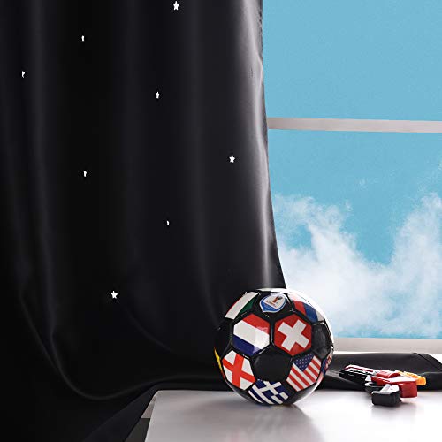 NICETOWN Star Laser Cut Blackout Grommet Top Window Curtains for Kids Bedroom or Nursery, Kids Curtains for Baby Nursery, Short Window Covering for Loft Bathroom, 1PC, 34 in x 63 in, Black - Image 5