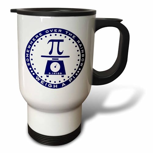 3dRose tm_220866_1 Funny Pi Design with Scales-Weigh a Pi Travel Mug, 14 oz, White
