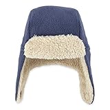 Zutano Boys’ and Girls' Cozie Fleece Furry Winter Baby and Toddler Hat, Denim Navy, 6M