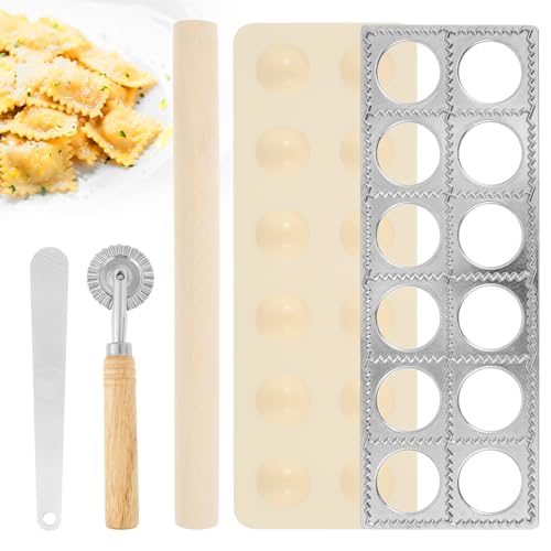 5 Stück Ravioliformen Set,Effizientes Nudelherstellungs Set mit Holz Nudelholz,Teigrädchen und Löffel,Wiederverwendbar,Praktisches Zubehör zur Nudelherstellung für die Hausmannskost(Protokollfarbe) 5 Stück Ravioliformen Set,Effizientes Nudelherstellungs Set mit Holz Nudelholz,Teigrädchen und Löffel,Wiederverwendbar,Praktisches Zubehör zur Nudelherstellung für die Hausmannskost(Protokollfarbe)