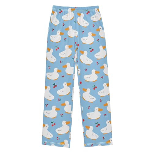 Duck Cherry Boys Long Pants Soft Trousers Elastic Waist Kids Lounge Bottoms with Pockets S-XL