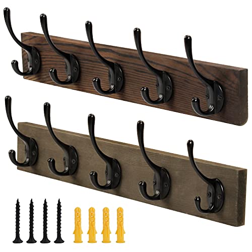 2 pack wall hooks coat rack, pozean coat hooks hat rack for wall,…