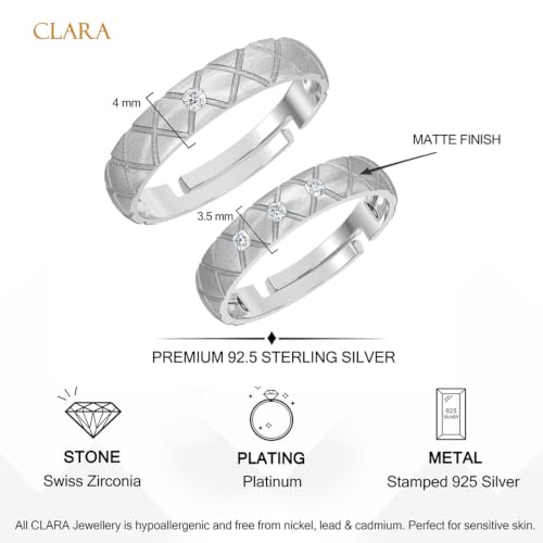 Image of Clara 925 Sterling Silver Adjustable Couple Ring for Men & Women