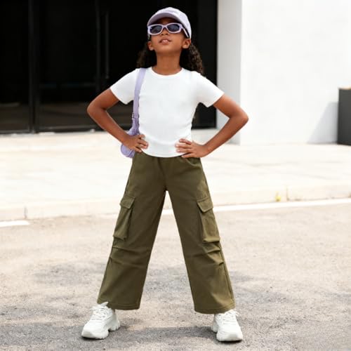 Image of Azmxynol Tween Girls Clothes 2 Piece Outfit T-Shirt Top + Cargo Pants, Teen Girl Trendy Clothing Set, Sizes 7-15 Years