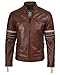 Decrum Leather Jackets Mens - Motorcycle Leather Jacket Men | [1130826] Hary Cognac White & Black Lines, XXL