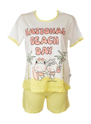 Pyjama femme tricot CRAZY FARM ensemble demi-manches et pantalon court