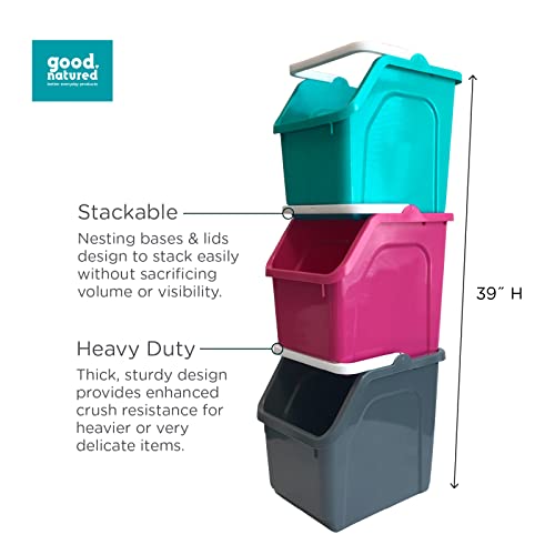 Good Natured Handy Tote Organizer, 6 Gallon / 25 Liter – Stackable Storage Bin With Handle For Kitchen, Closet, Garage, Bathroom Or Classroom – Plant Based, Bpa-Free Storage Basket In Graphite #TOP4