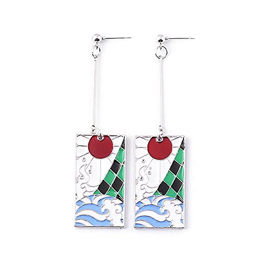 Demon Slayer Kamado Tanjirou oorbellen anime cosplay metalen oorbellen hanger oorbellen Halloween accessoires