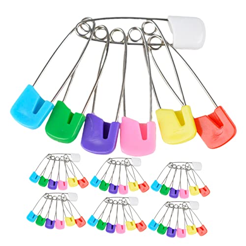 BEBEMOKO Reusable Diapers Baby Safety Pins 100pcs Large Safety Diaper Pins Safety Pin Fastener for Clothing Random