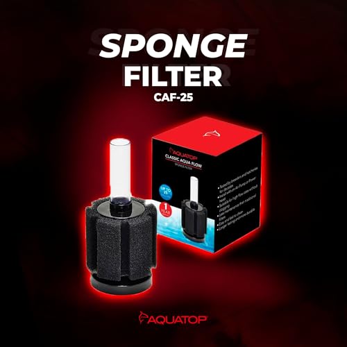 Image of Aquatop Internal Sponge Filter for Aquariums - Suitable for Tanks Up to 25 Gallons, Freshwater and Saltwater Use, Compatible with Air Pumps or Powerheads