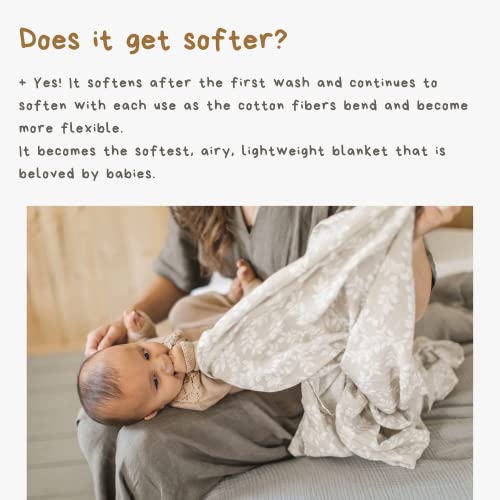 Image of Mini Wander Swaddles for Newborns Muslin Swaddle Blankets - Breathable Soft Gender Neutral Receiving Blanket Baby Essentials | 47 x 47 Cotton - Leafy Sprig (Gray)