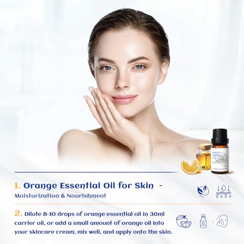 Image of HIQILI Sweet Orange Essential Oil,100% Pure Natural for Diffuser, Aromatherapy-10ml