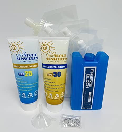 Binocktails 7er Pack Secret Flask Set,2 Sonnenschutzflaschen + Eisbeutel Flasche plus 4 weiche Beutel,Nehmen Sie Ihr Lieblingsgetränk überall hin mit,Beste geheime Flasche Set