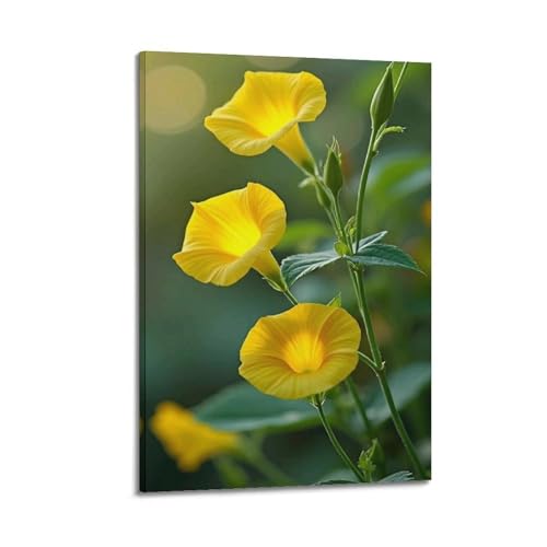 Fleurs trompettes jaunes décoration murale 40x60 cm pour grand mur