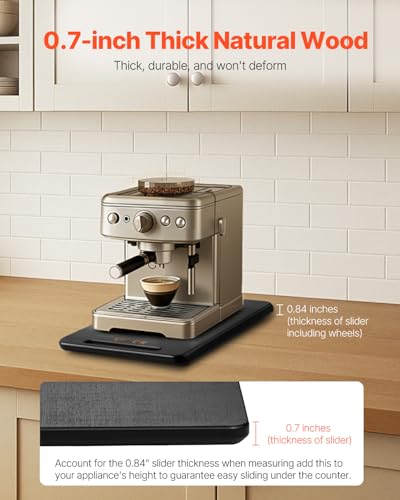 Image of VEVOR Appliance Slider, Large 16 x 12-inch, Rolling Sliding Tray with Silent Rubber Wheels & Hollow Handle, Easy to Clean, Appliance Rolling Tray for Coffee Maker, Kitchen Countertop, Black